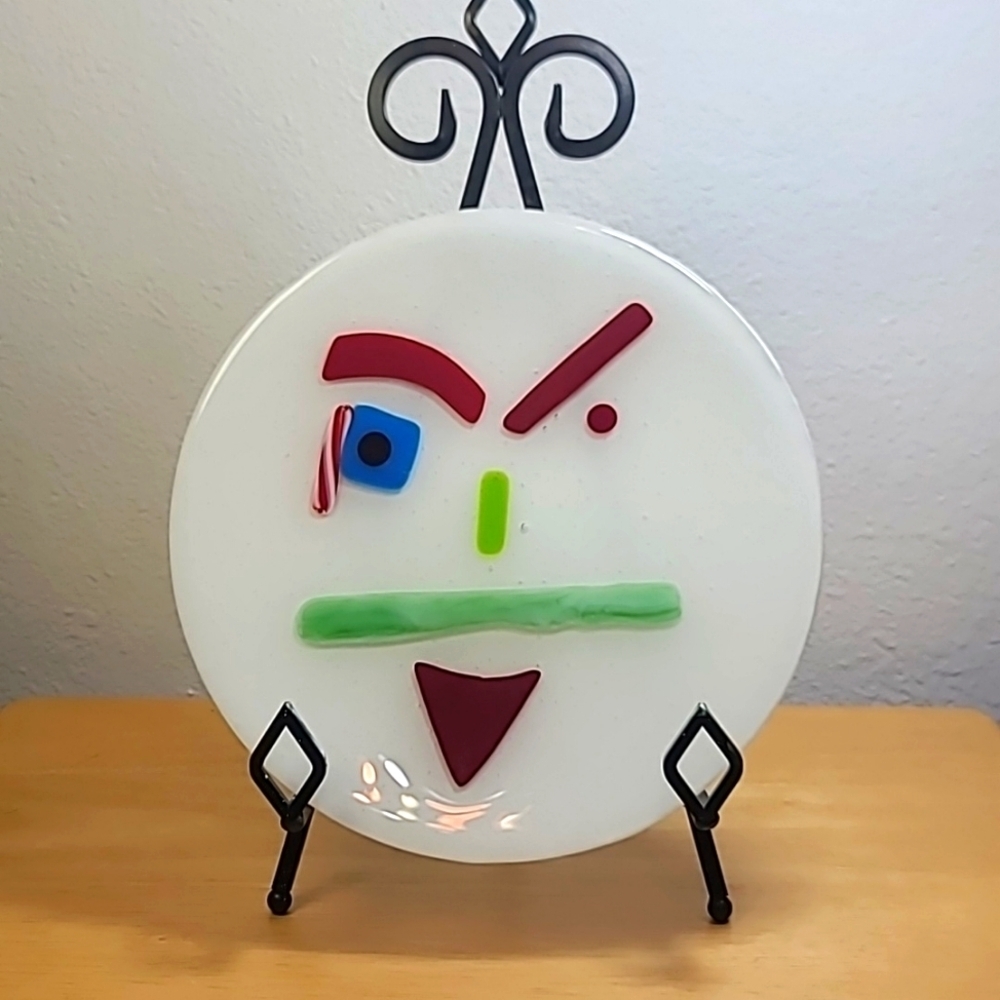 Fused glass artist plate